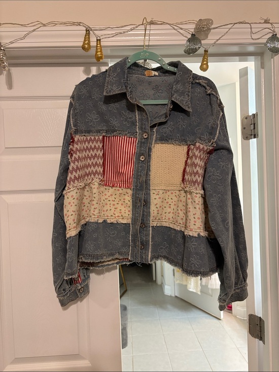 POL Jackets & Blazers - Boho Patchwork Denim Jacket - Floral & Stripe Panels